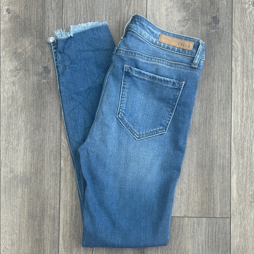 Cello Women's Distressed Blue Ankle Jeans